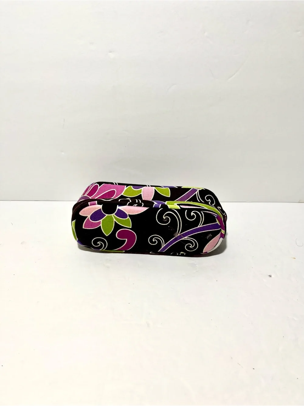 😍 Vera Bradley Black Floral Cosmetic Pouch with Pink, Purple & Lime Accents